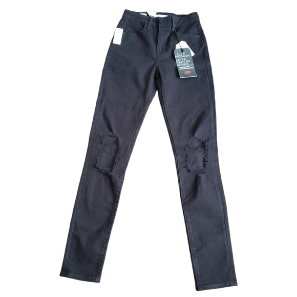 Aritzia Levi’s 721 High Rise Skinny Jeans Ripped Knees 29 - Picture 5 of 16